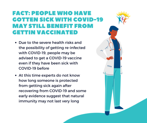 FACT- People who have gotten sick with COVID-19 may still benefit from getting vaccinated